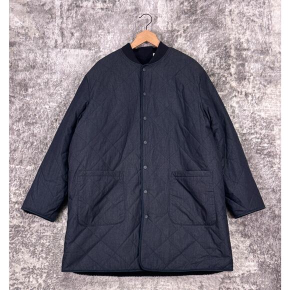 Levis Made & Crafted Coat XL Indigo Blue Quilted Reversible Sherpa Fleece Jacket - Picture 1 of 9